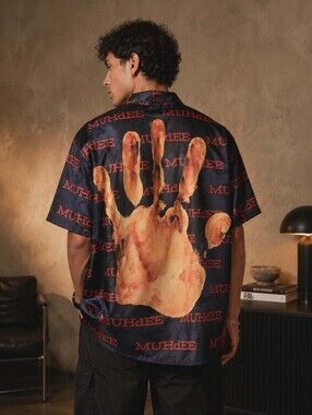 MUHdEE Brand Streetwear Graphic Short-Sleeve Button-Down Shirt Size 3X